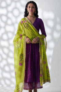 Pure Cotton Printed Pant Set in Wine