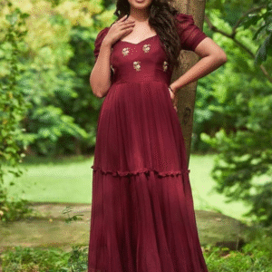 The Merlot Bloom Tiered Maxi Dress